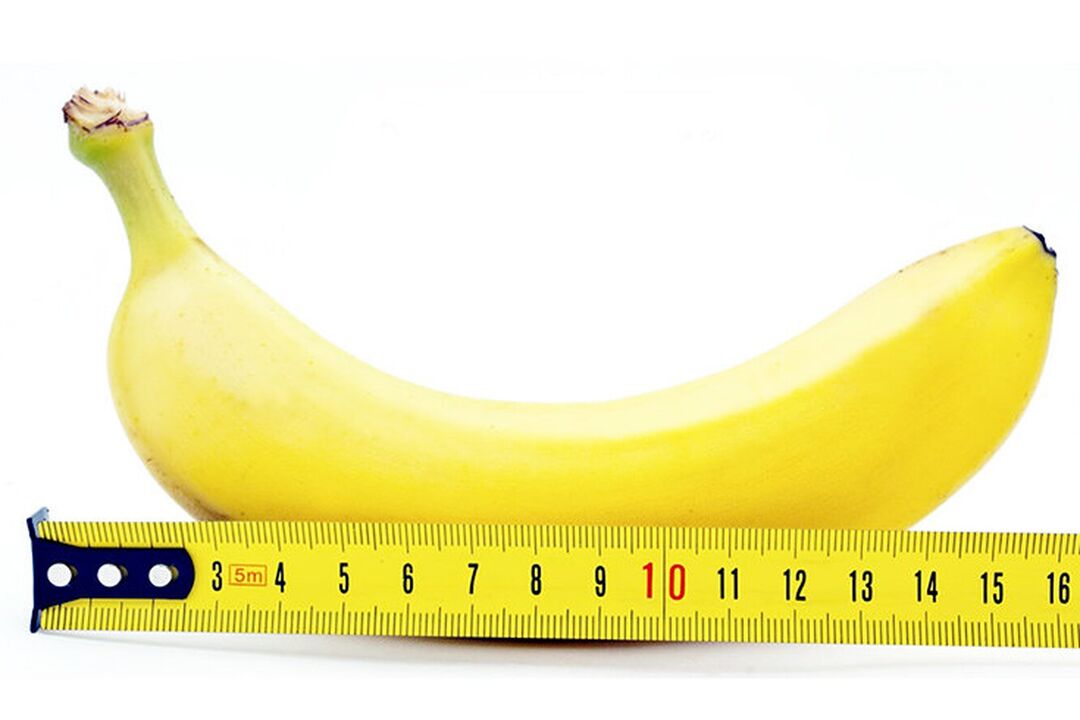 une banane avec une règle symbolise la taille du pénis après la chirurgie